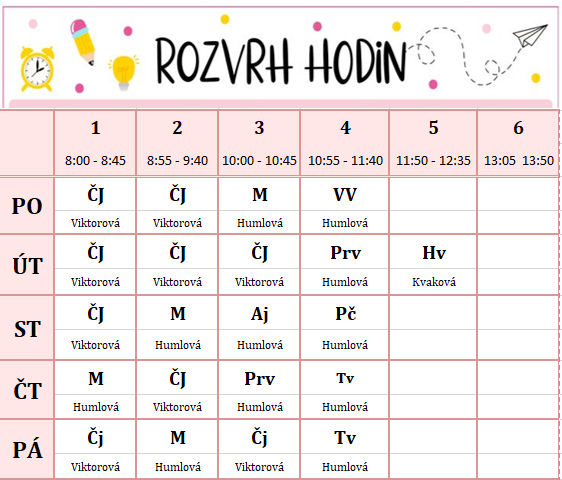 rozvrh 1 rozvrh 1