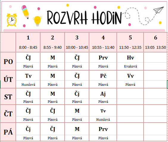 Rozvrh 2 Rozvrh 2