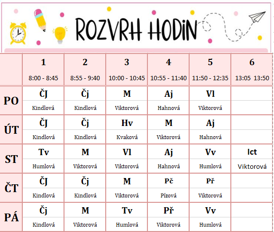 Rozvrh 5 Rozvrh 5