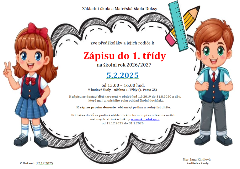 Zápis do 1. ročníku